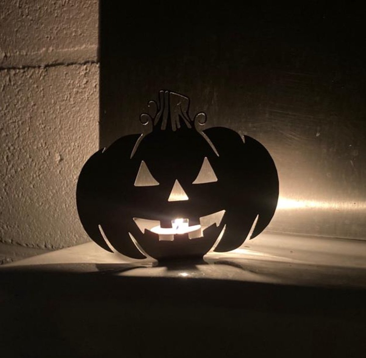 Halloween decoratie, pompoen theelichthouder, staal, 2stuks