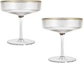 Cocktail glazen - 2 stuks - Doorzichtig met goud randje - Feestdagen - Martini - Mojito - Drink glas - Drinkglazen - Aestetic - Kerst - Champagne - cadeau - sinterklaas