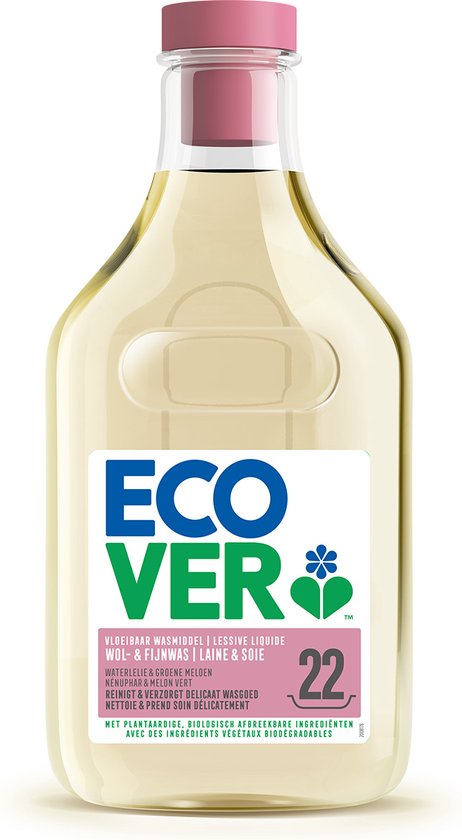 Ecover - Vloeibaar Wasmiddel Wol- & Fijnwasmiddel - Voordeelverpakking 6 x 1 L - 132 wasbeurten - Beschermt wol en fijne stoffen - Plantaardig & Biologisch afbreekbaar