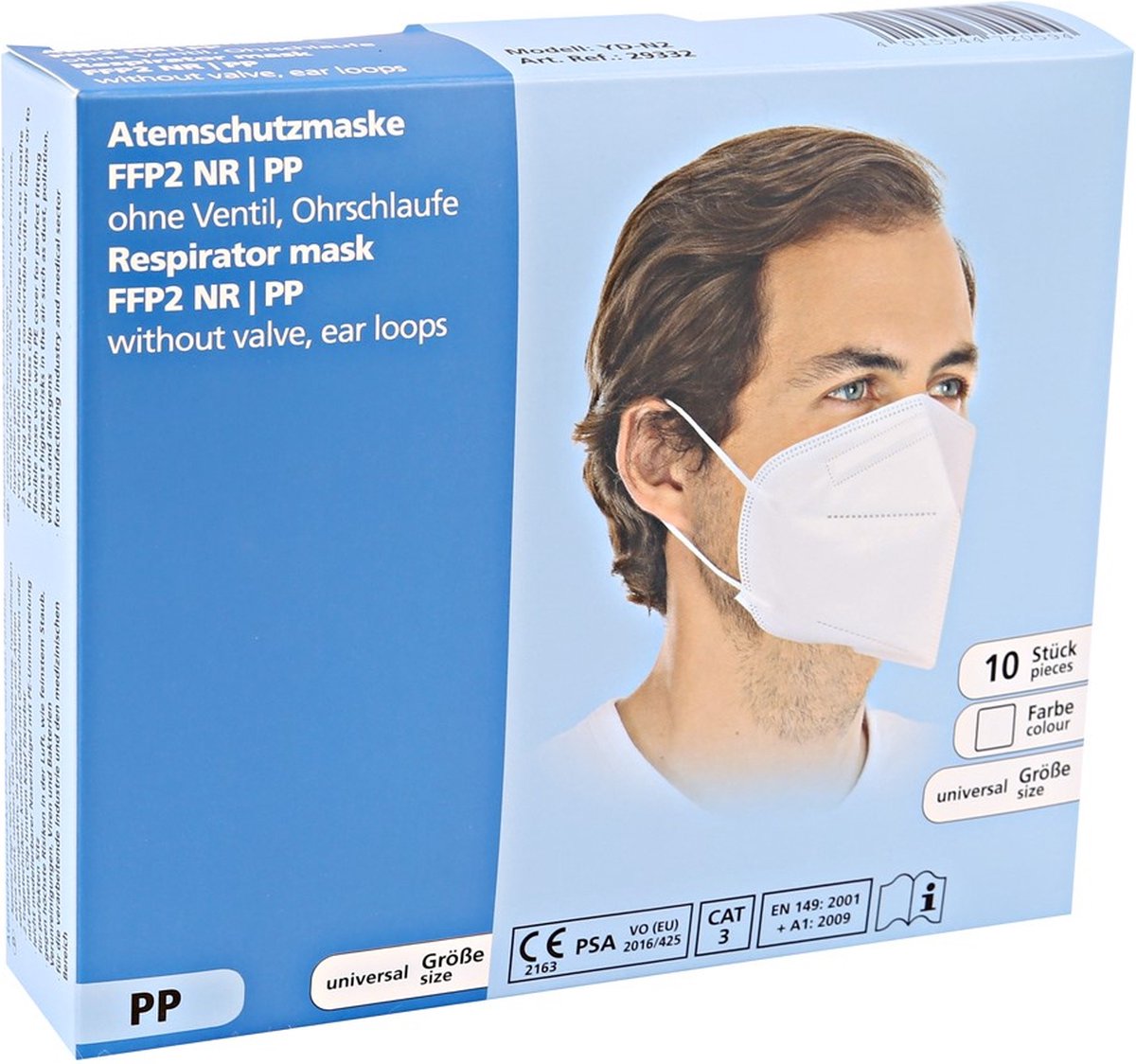 Medisch FFP2 NR mondmasker - mondkapje - wit - 10 stuks