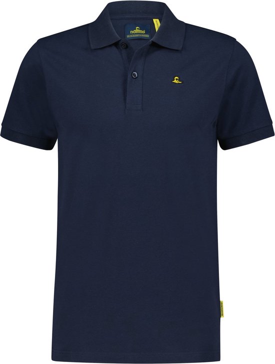 NOMAD® Polo Piqué Heren | Donkerblauw | L | Comfortabel | Polo Shirt Rib kraag en manchetten | Klassieke sluiting met 2 knopen