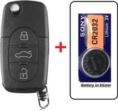 Clé de voiture 3 boutons flip key HURSB8 + Battery Energizer CR2032 adapté pour clé Audi / Audi A2 / A3 / A4 / A6 / A8 / Audi TT / Quattro / boîtier de clé.