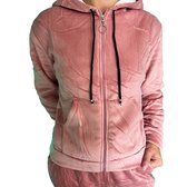 Roze - Huispak - Fleece - Maat 38-40 - Dames - Joggingpak - Gewatteerd - Fleece vest & Fleece broek - Setje voor Volwassenen - Cadeau voor vrouw