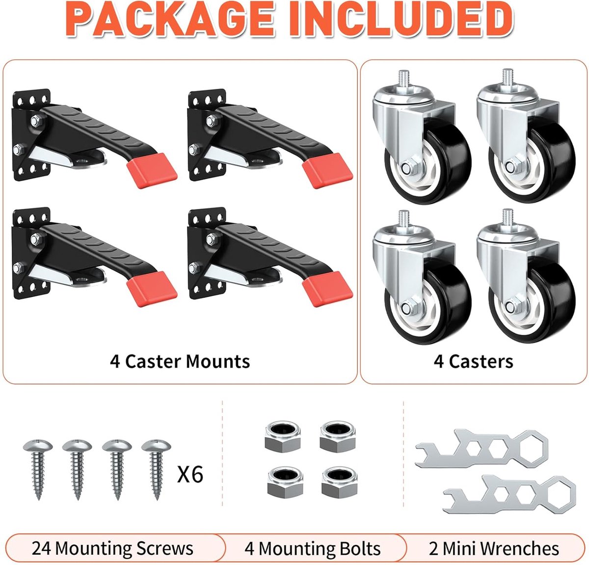 Kit de roulettes d'établi RapDuty, roulettes rétractables pour