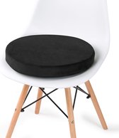 Zitkussen van traagschuim, rond, stoelkussen, wasbaar, afneembaar zitkussen voor binnen en buiten, kantoor, stoel, zwart, 40 cm (zwart)