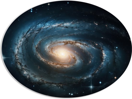 PVC Schuimplaat Ovaal - Galaxy - Sterren - Kleuren - 96x72 cm Foto op Ovaal (Met Ophangsysteem)