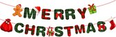 Merry Christmas Letters en Kerst Figuren Vlaggen Slinger - Rood - Groen - Letterslinger - Letterbanner - Banner - Kerst - Feestdagen - Feestversiering - Kerst Versiering - Vlaggenlijn - Holidays