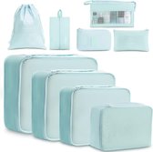 Organiseur de valise Cubes d'emballage Cubes d'emballage Organisateur de voyage Sacs d'emballage 9 pièces Sacs à vêtements Cubes d'emballage Sacs de rangement pour bagages (Bleu ciel 9 pièces)