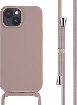 iMoshion Hoesje Geschikt voor iPhone 15 Hoesje Met Koord - iMoshion Siliconen hoesje met koord - roze