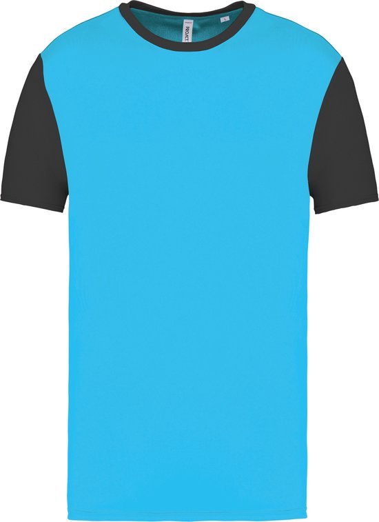 Tweekleurig herenshirt jersey met korte mouwen 'Proact' Turquoise/Dark Grey - 3XL
