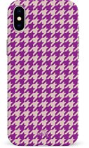 xoxo Wildhearts When In Paris Purple - Single Layer - Hardcase hoesje geschikt voor iPhone X/Xs hoesje - Paars hoesje - Hoesje geruit geschikt voor iPhone X/Xs - Paarse case geschikt voor iPhone X/Xs case - paars / beige