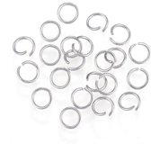 VILLA COCO - 100 stuks - Ringetjes voor sieraden - Stainless Steel - Zilver - Splitringen - Jumprings - 6 mm