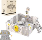 ComfyKidz uitgebreide Grondbox baby - Inclusief Speelmat, schommelpaardje en glijbaan- 160x160cm - Kinderbox - Veilige speelomgeving - Baby Box - Veilig - Inklapbaar