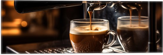 Vlag - Koffie - Kopje - Apparaat - 60x20 cm Foto op Polyester Vlag