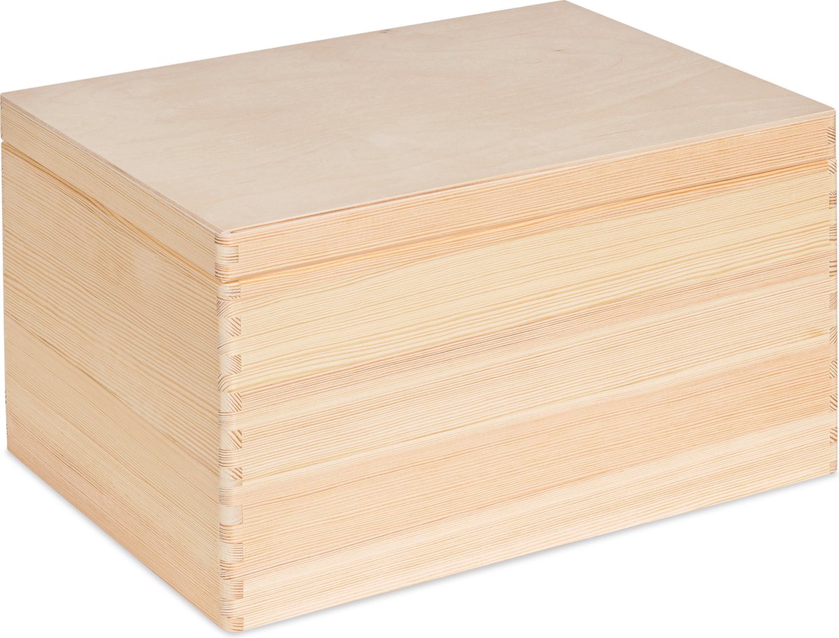 HAUDT® Houten cadeau kist EVA Maxi met klepdeksel- 40 x 30 x 23 cm - opbergkist - kerstpakket kist
