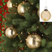 Kerstbal - Kerst boomballen craquelé, goud, klein, ca. 8cm - 6 stuks