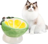Kattenbak verhoogde voerbak kat keramiek - voerbak kat anti braken - hoge kattenbak schuin - kattenvoerbak kat klein - voerbakken voor katten - kattenbakken citroenvorm - 120 ml