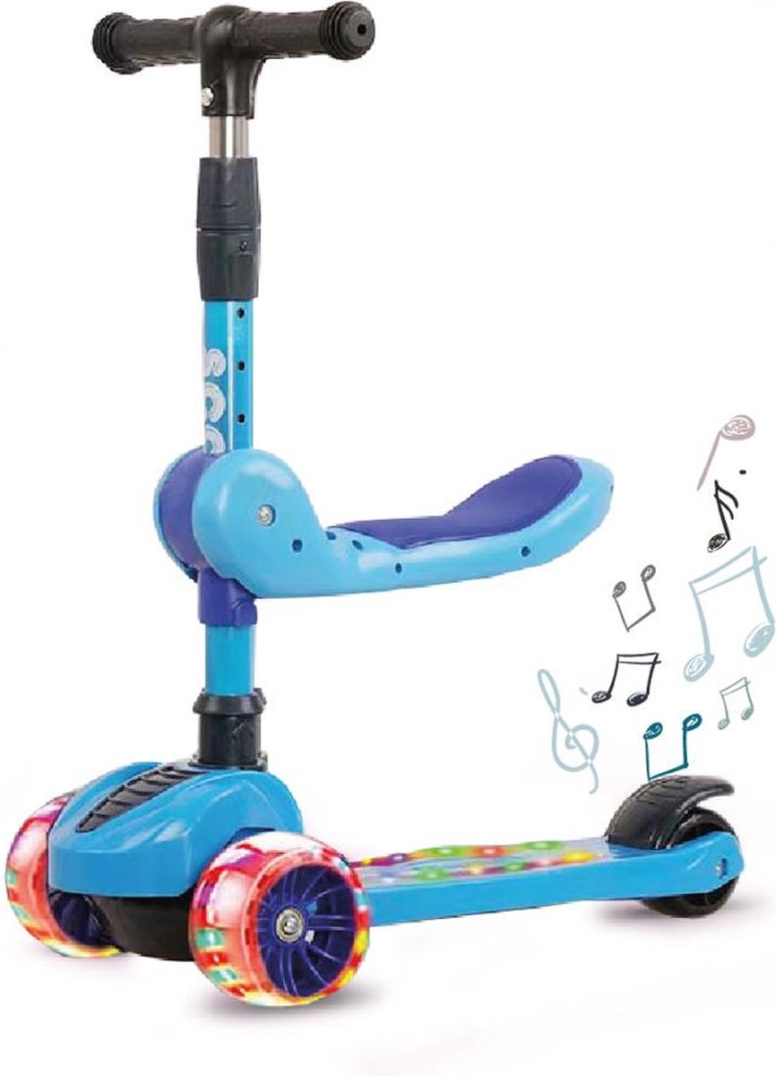 Trottinette pour Enfants avec 3 Roues Lumineuses Scooter Portable pour 2-6  Ans, Pliable, Poignées Ajustable avec LED Roues - BLEU