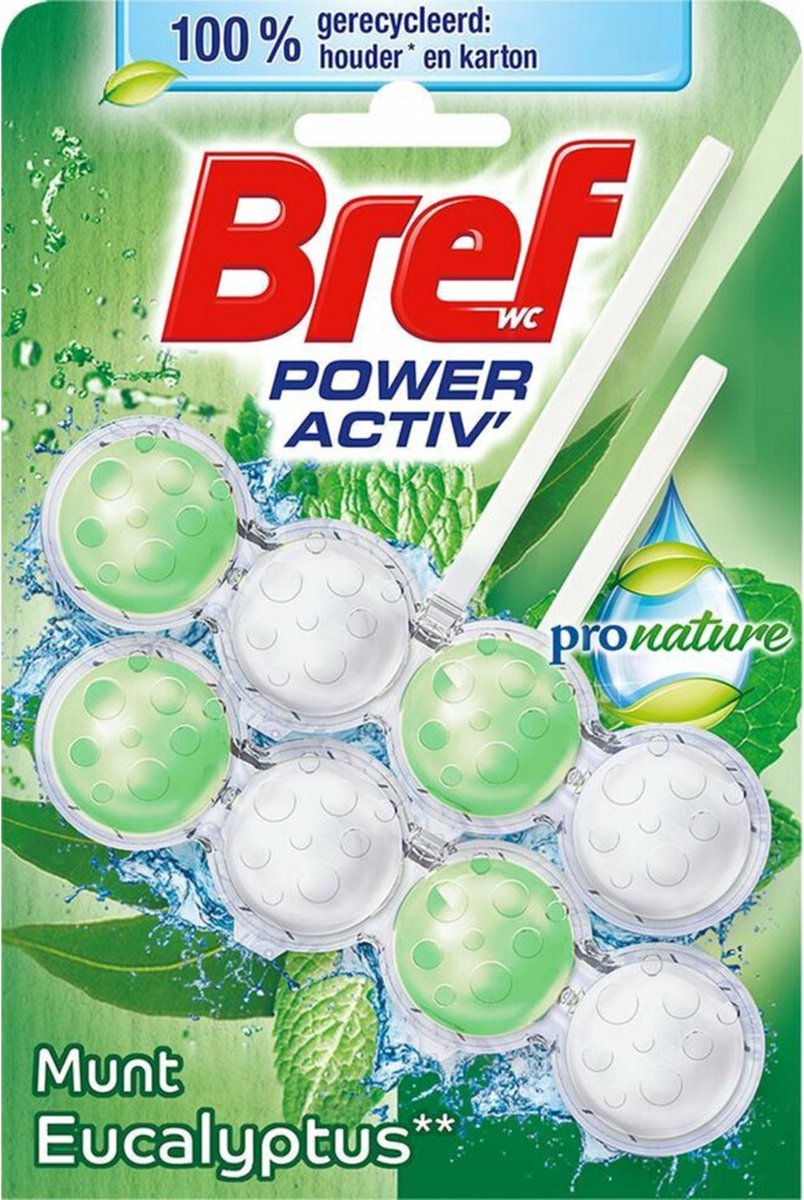 Bref Toiletblok Power Activ Pro Nature Munt Eucalyptus - 2 stuks