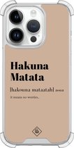 Casimoda® hoesje - Geschikt voor iPhone 14 Pro - Hakuna Matata - Shockproof case - Extra sterk - Siliconen/TPU - Bruin/beige, Transparant