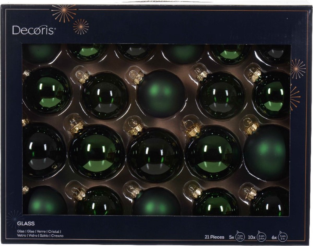 Bol.com Kerstbal glas d7 cm dengroen ass 21st kerst Decoris aanbieding