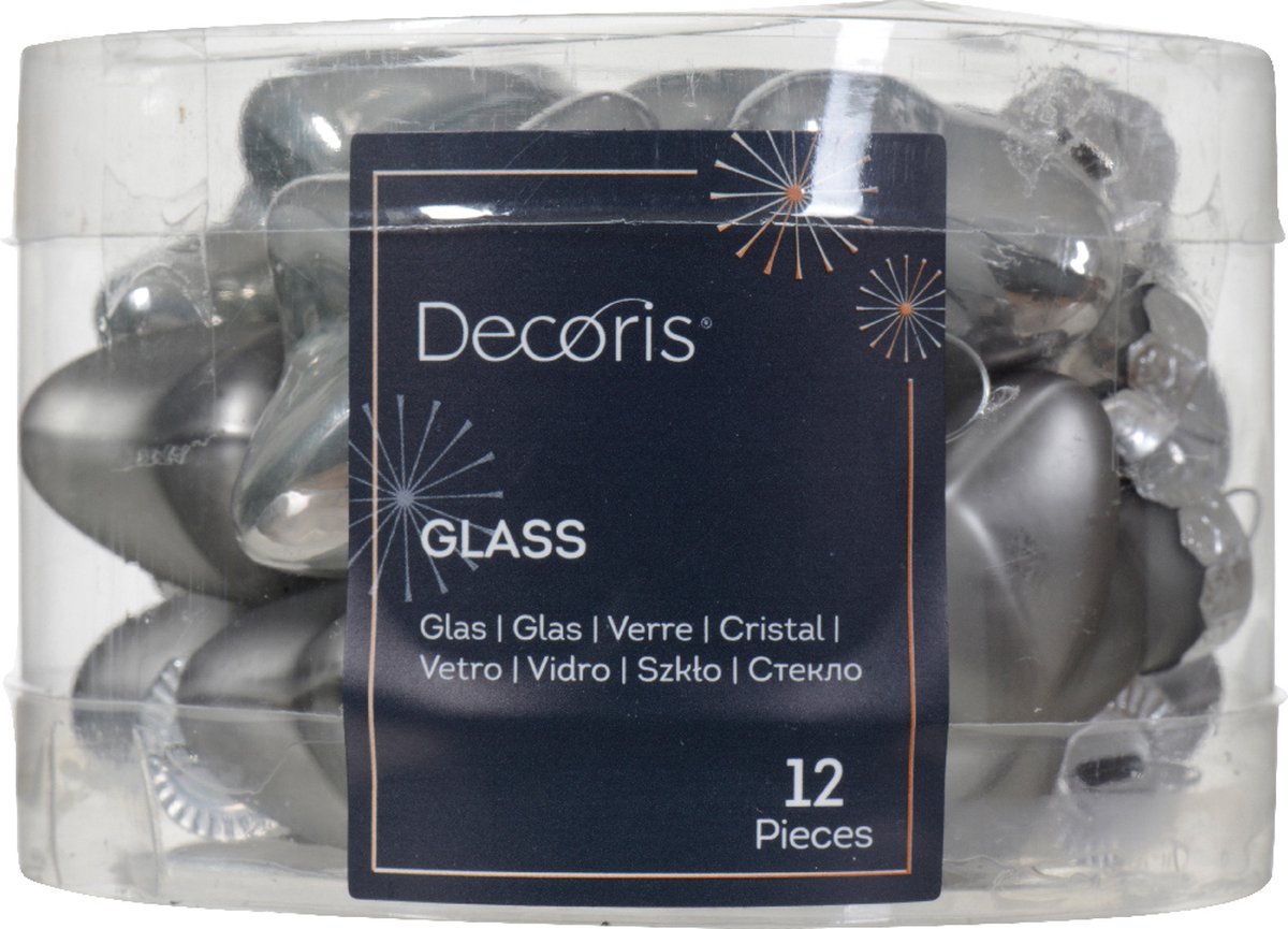 Ster glas l2b4.5h4 cm mgrs ass 12st kerst