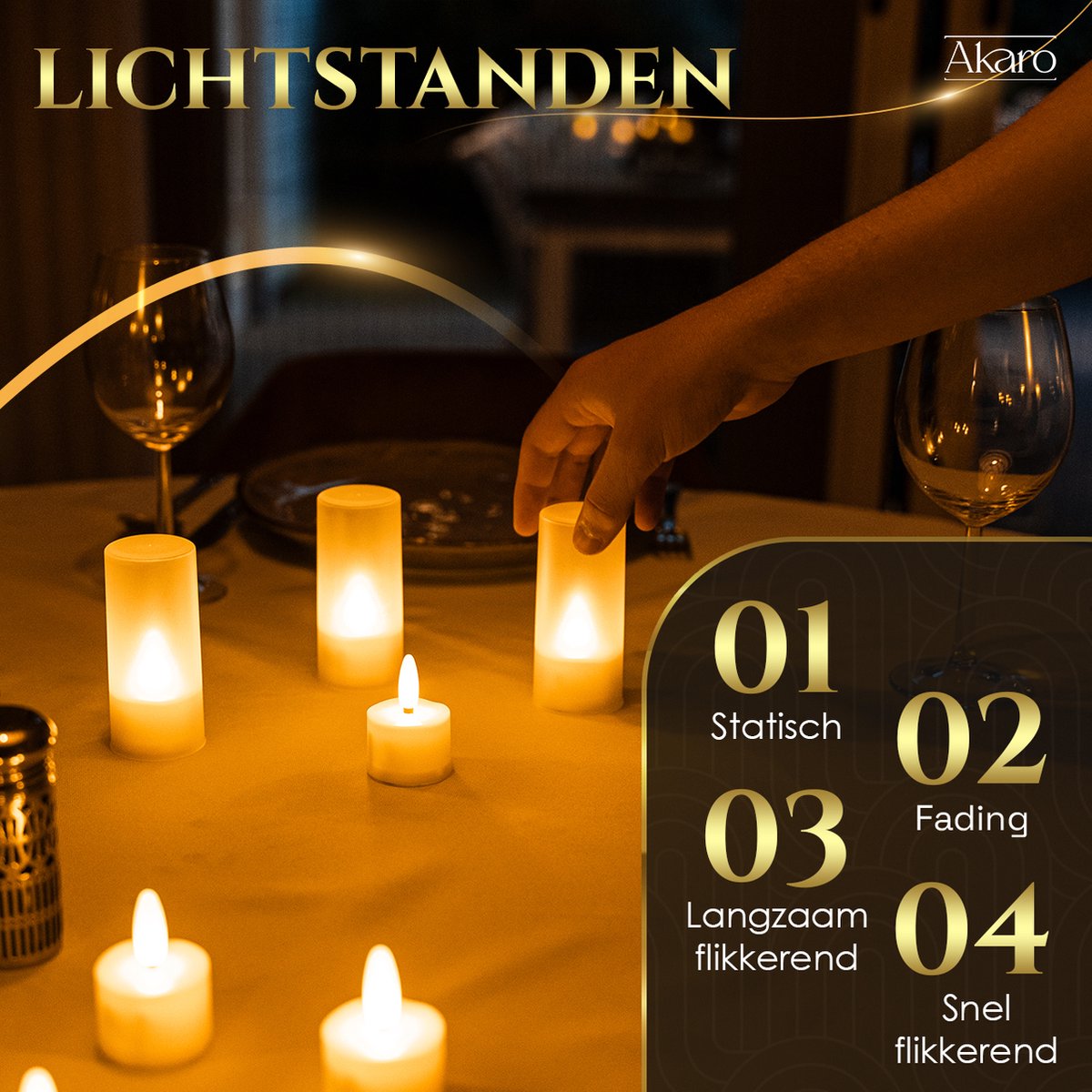 Akaro Oplaadbare Waxinelichtjes – 12 Flikkerende LED Waxinelichtjes – Theelichtjes Oplaadbaar - met Afstandsbediening & Oplaadstation – 75+ Branduren — cadeau in Wonen & Interieur - foto 3