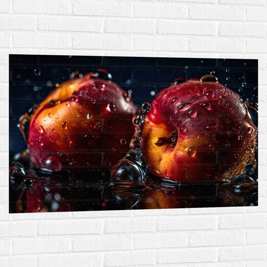 Muursticker - Eten - Fruit - Water - Druppels - Nat - Kleuren - 105x70 cm Foto op Muursticker