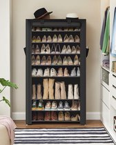 étagère à chaussures à 10 niveaux, avec couvercle anti-poussière, armoire à chaussures, étagère à chaussures, rangement pour chaussures, jusqu'à 40 paires de chaussures, pour salon, couloir, 88 x 28 x 160 cm, noir RXJ36HV1