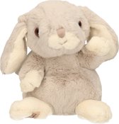 Bukowski pluche konijn knuffeldier - lichtgrijs - zittend - 15 cm - Luxe kwaliteit knuffels