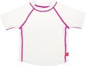 Lässig Zwemshirt Rashguard Korte Mouw Splash & Fun Wit met roze stiksels maat 98 25-36 maanden