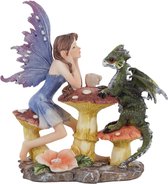 Woodland Spirit Fairy - Draken Theekransje - fantasie beeldje - zeer gedetailleerd en mooi - (16x9x17 cm)