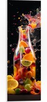 PVC Schuimplaat - Fles - Eten - Fruit - Spetters - Kleuren - 20x60 cm Foto op PVC Schuimplaat (Met Ophangsysteem)