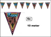 6x Vlaggenlijn 50 jaar neon 10 meter - Abraham Sarah Festival thema feest party fluor feest verjaardag