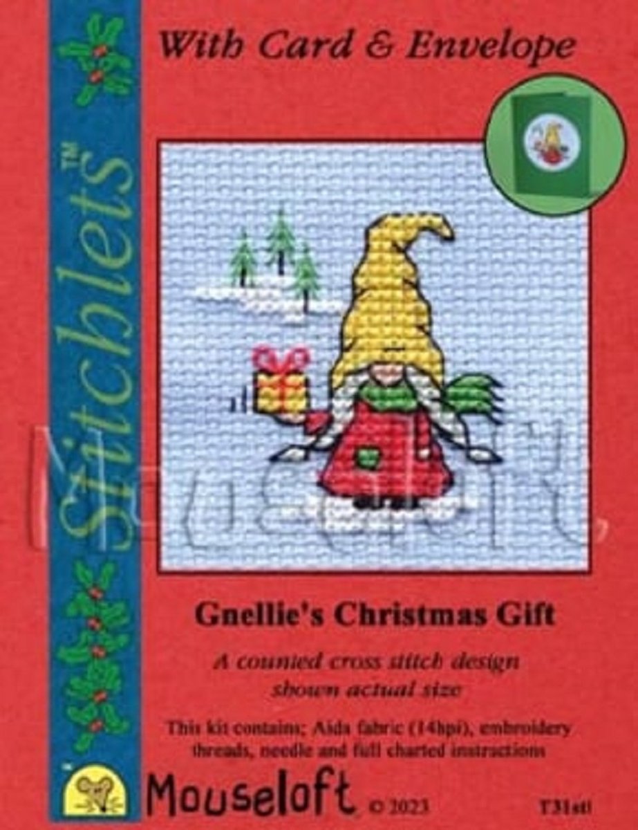 Mini Borduurpakketje - Gnoom - Kerstkaart maken - Gnellie's Christmas Gift