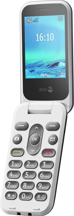 Doro 2820 - Eenvoudige Senioren Klaptelefoon - 4G - Blauw/Wit