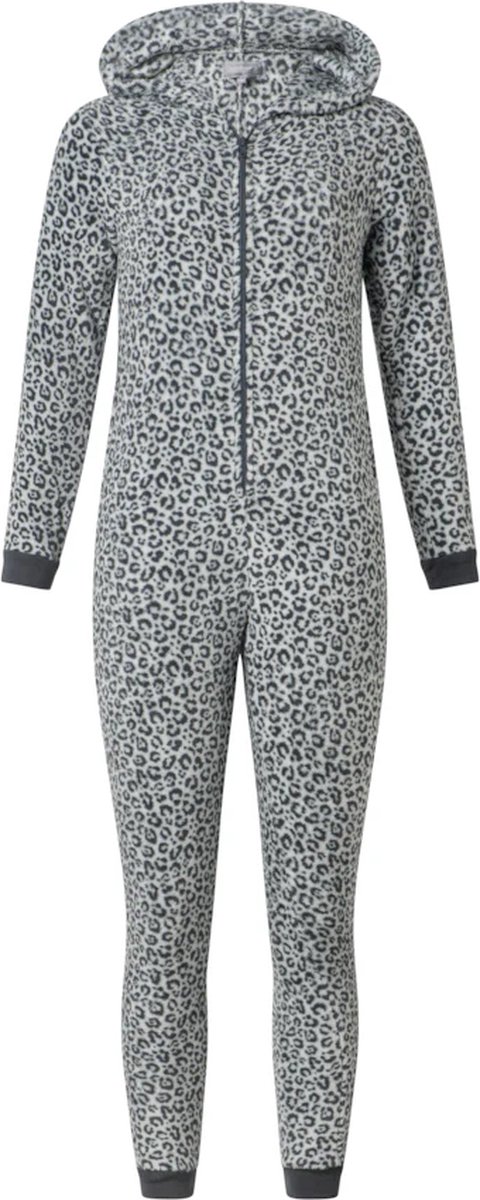 Cocodream meisjes onesie fleece - maat 140 - Panter - grijs