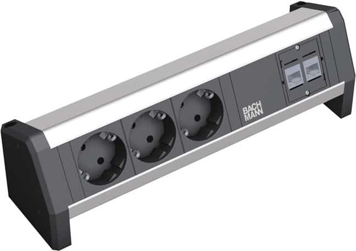 Desk Power Strip 3x stroom + 2x dataDesk Power Strip 3x stroom + 2x data met stroomkabel van 4 meter