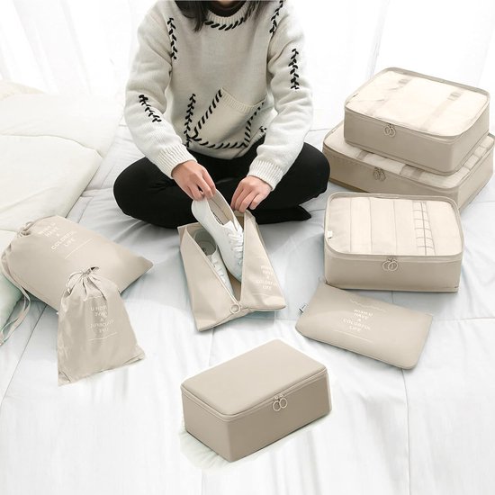 Set de 8 cubes d'emballage pour bagages à main, sacs de rangement de voyage  légers