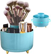 Cosmetica-make-uporganizer, 360 graden draaibare kwastenorganizer, cosmetica-rek, oogschaduwkwast, lippenstift, etui, cosmetica-organizer voor kamer, decoratie, kaptafel, badkamer (blauw)