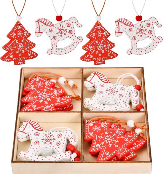 Renne de Noël en bois (H18 cm) Oak Paillettes dorées - Déco de Noël