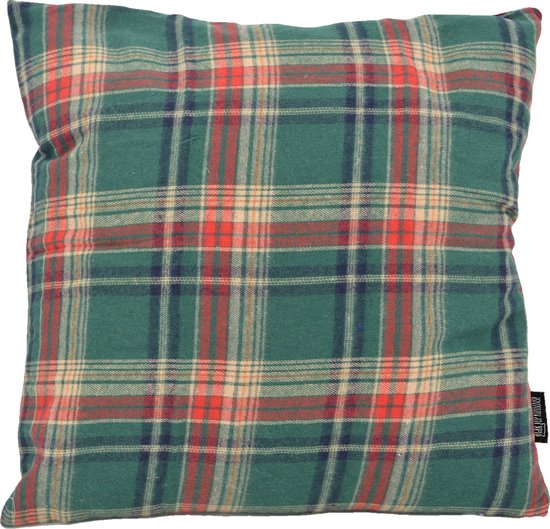 Kerst Tartan Groen Kussenhoes | Viscose/Polyester | 45 x 45 cm