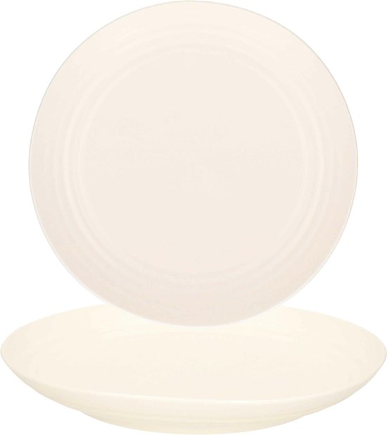 PlasticForte Rond bord/camping bord - 4x - D25 cm - Ivoor wit - kunststof