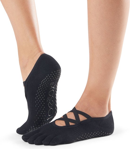ToeSox Elle - Antislip Sokken - Open Tenen - Zwart van ToeSox — afbeelding 2