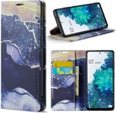 Casemania Hoesje Geschikt voor Samsung Galaxy A51 Blue Sodalite - Marmer Portemonnee Book Case