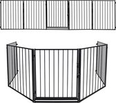 Barrière de sécurité pour Enfants – Clôture de cheminée – Grille de protection avec porte en métal pour poêle, boîte de protection contre les chocs, clôture pour animaux, protection de porte pour la sécurité des enfants – Zwart – 300 cm