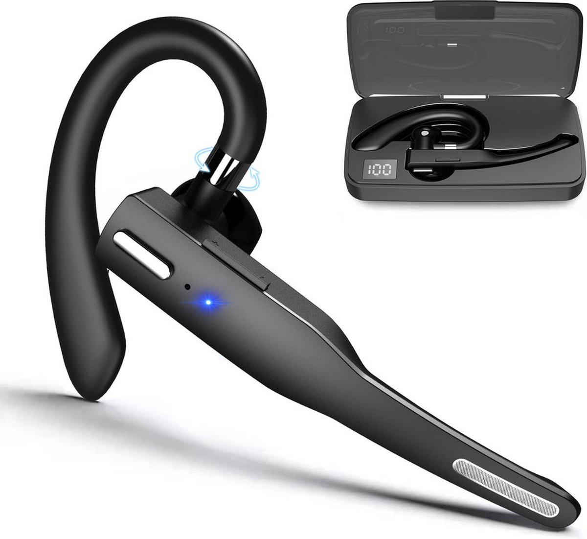 Otiume Draadloze Headset met Microfoon – Noise Canceling – Handsfree Bellen – Werkt als Bluetooth Headset voor elk apparaat