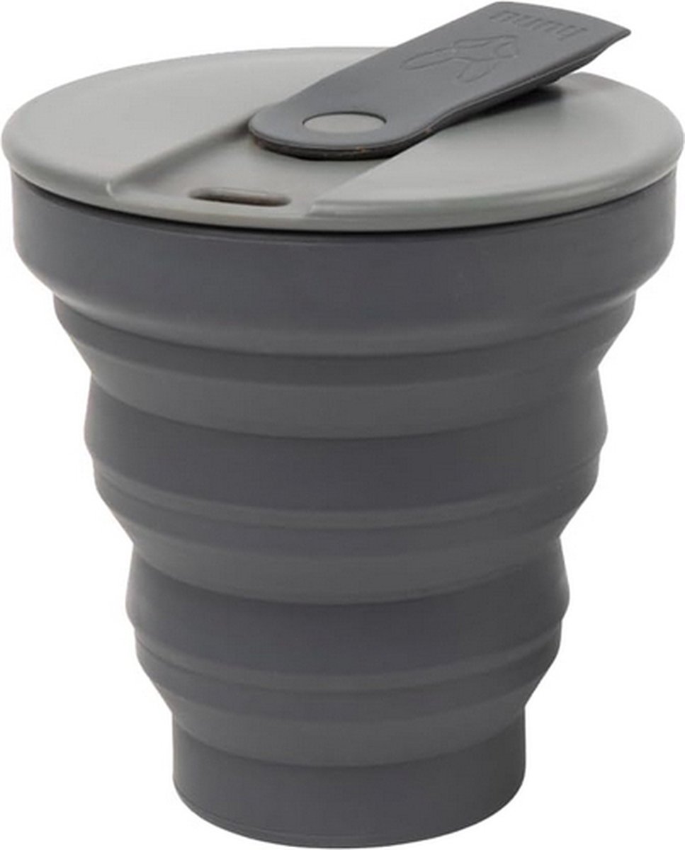 Beewise Opvouwbare Siliconen Reisbeker - To-Go Cup - Donkergrijs - 355ml