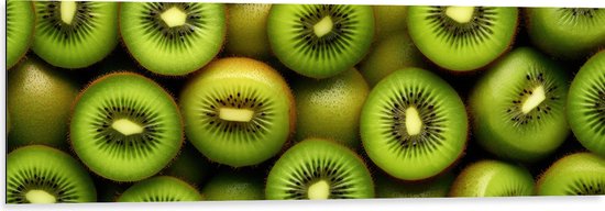 Dibond - Eten - Fruit - Kiwi - Groen - 120x40 cm Foto op Aluminium (Wanddecoratie van metaal)