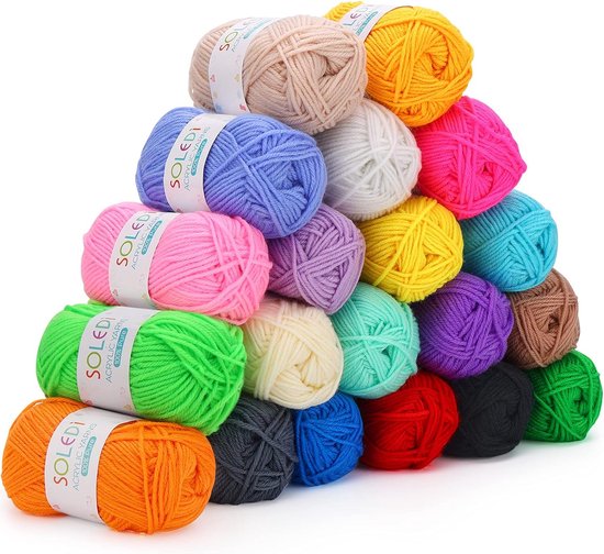 Set de fils de Katoen au Crochet, 20 couleurs * 50g, 100% laine à tricoter  colorée... | bol